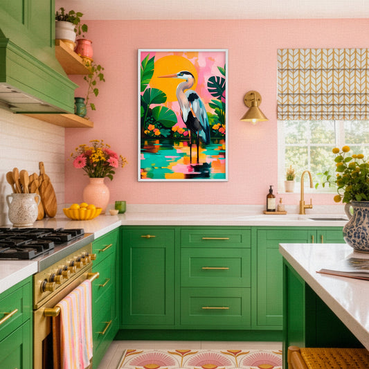 A Kitchen in Full Color: Pink, Green, and a Little Sunshine